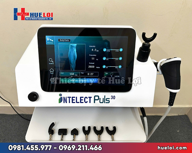 Máy sóng xung kích phân kỳ Intelect Puls 30 – 13 đầu điều trị, áp suất tới 10 Bar